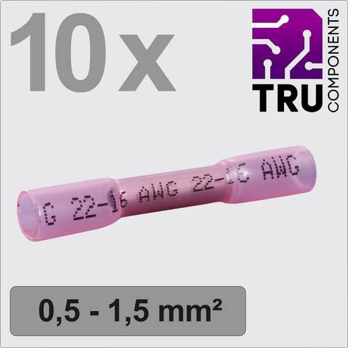 TRU COMPONENTS TC-13448492 Stoßverbinder mit Schrumpfschlauch 0.5mm² und 1.5mm² vollisoliert in Rot, 10 Stück - Bild 1