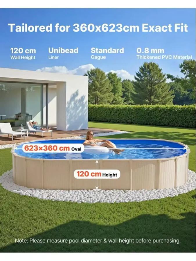 UniBead Poolfolie aus PVC in Blau für Aufstellpools, B: 360 cm, H: 120 cm, Dicke: 0,8 mm - Bild 4