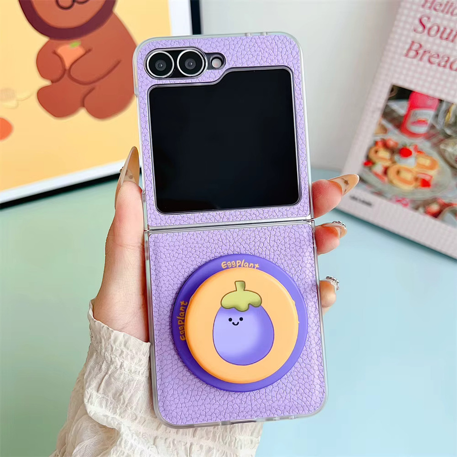 Magnetische Leder Handyhülle mit Halterung für Samsung Galaxy Z Flip 7 6 5 4 3 5G in Purple - Bild 1