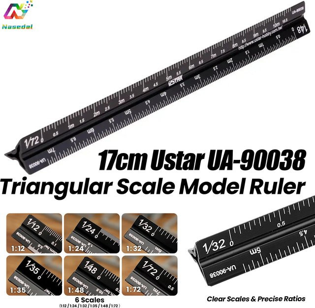 Ustar UA-90038 Dreieckiges Maßstabslineal aus Legierung für Präzisionsmessung, Breite: 17 cm - Bild 1
