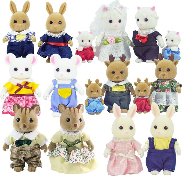 MSFTOYS Kaninchen Puppe, Rentier, Schafe, Elefant, Eichhörnchen, Miniatur Möbel Set, Tiere - Bild 1