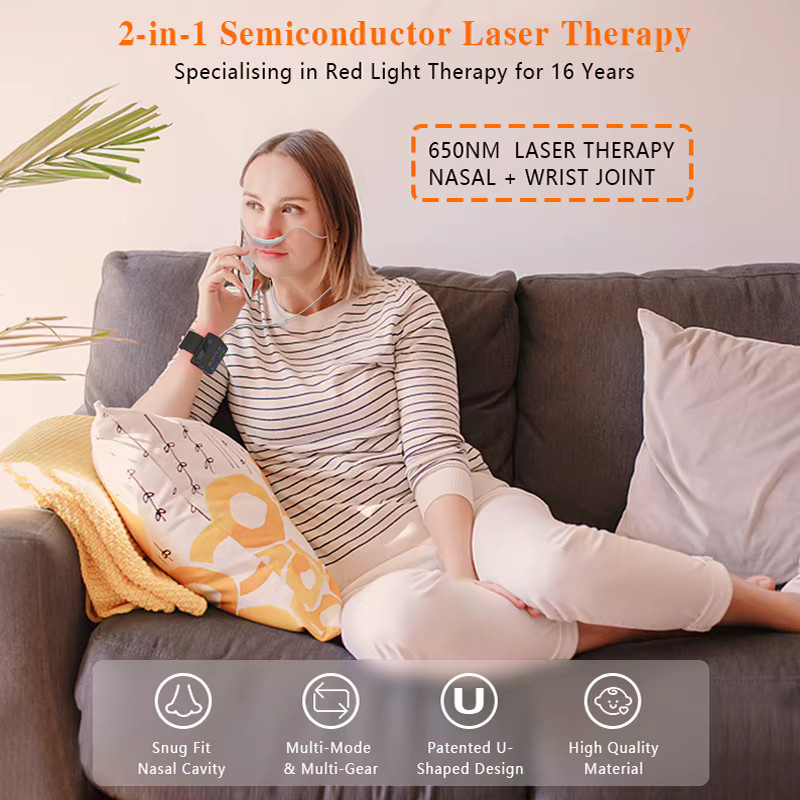 KTS Laser-Therapie-Uhr mit 650nm Halbleiter-Laser zur Behandlung von Rhinitis und Bluthochdruck in Schwarz - Bild 2