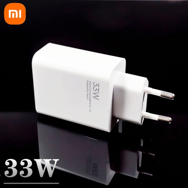 Xiaomi 33W Ladegerät mit EU US Adapter für Turbo-Schnellladung in Weiß - Bild 1