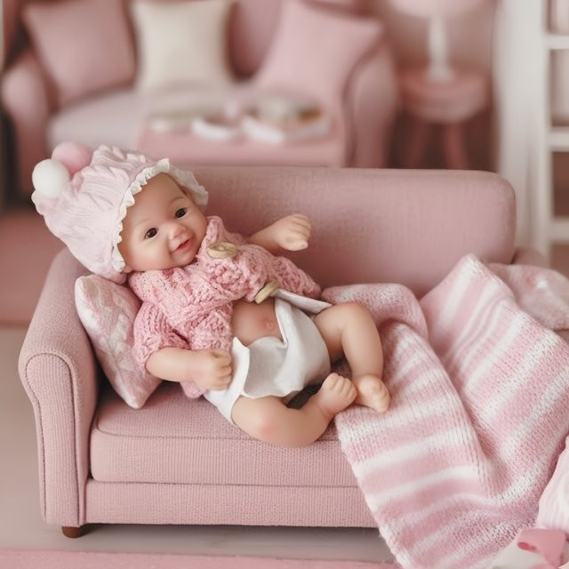 AnjoDoll Vivienne-Reborn-Puppe, Silikon, Rosa / Pink, 6 Zoll - Bild 1
