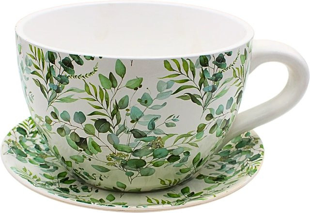 Dekohelden24 Pflanztopf aus Keramik mit Rankenmotiv in Multicolor, B/T/H: 28,0 x 34,0 x 16,0 cm - Bild 1