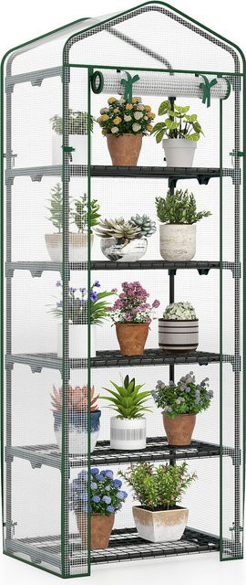 GOFLAME Mini-Gewächshaus mit 5 Etagenregalen und PE-Abdeckung, Weiß, B/T/H: 175 x 122 x 190 cm - Bild 1