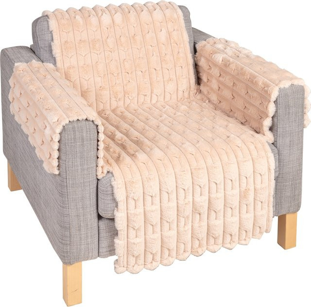 Sesselschoner Kuschel von viva domo in Beige aus Samt und Fleece - Bild 1
