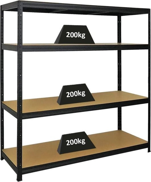 PROREGAL Schwerlastregal Giant Elephant Schwarz H x B x T: 160 x 150 x 60 cm mit verstellbaren MDF-Holzregalböden - Bild 1