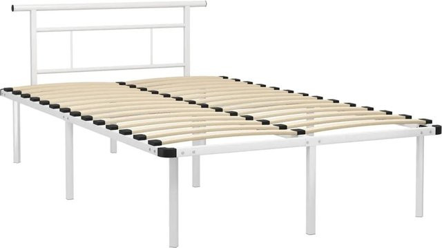 vidaXL Bettgestell aus Metall in Weiß, klassisches Design, B/T/H: 120 x 200 cm - Bild 1