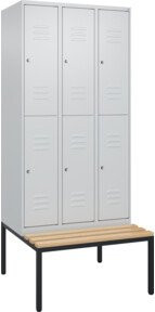 C+P Doppelstock-Spind Classic PLUS mit Sitzbank, 3 Abteile, Buche-Hartholz, B/T/H: 212,0 x 90,0 x 81,5 cm - Bild 1