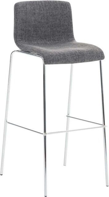 DELUKE Barhocker TENAR Barstuhl mit Lehne aus Stoff in Hellgrau und Silber, B/T/H: 43 x 48 x 100 cm - Bild 1