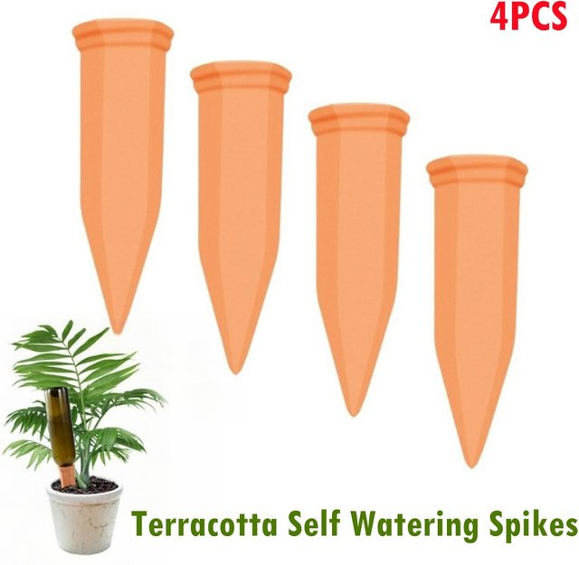 4er Set Terrakotta Selbstbewässerungs-Spikes in Braun für deinen Garten zur automatischen Tropfbewässerung - Bild 1