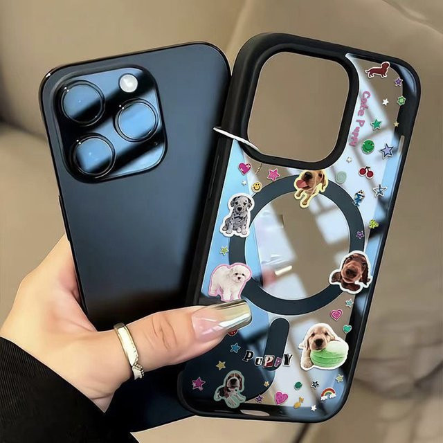 Magnetische Handyhülle für Apple iPhone Modelle inklusive Welpen-Aufklebern - Bild 1