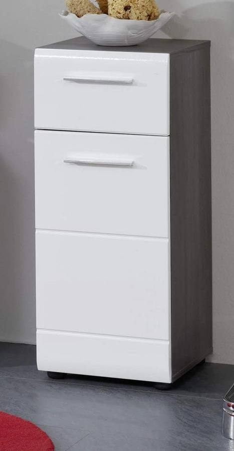 Trendteam Bad-Hochschrank LineSkinBD Weiß Hochglanz Kassetten-Optik Breite: 30 cm, Tiefe: 31 cm - Bild 4