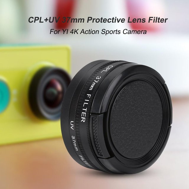 CPL UV 37mm Schutzobjektivfilter für YI 4K Action-Sportkamera in Weiß - Bild 1