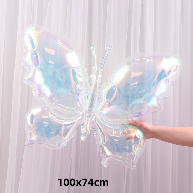 5er Set LQZZY Schmetterlings Luftballons aus transparentem Aluminiumfolien-Material in Bunt für Hochzeit, Geburtstag und Party-Dekoration - Bild 1