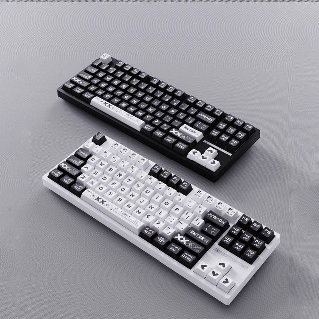 FSWHBY Printstream PBT Tastenkappen im Cherry Profile mit 130 Tasten für mechanische Gaming-Tastaturen mit Gateron MX Switches, Schwarz/Mehrfarbig - Bild 1