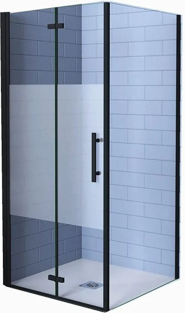 Duschparadies Eckdusche mit Falttür und Seitenwand, Schwarz, Glas 6mm, Nano-Beschichtung, B/T/H: 90 x 90 x 195 cm - Bild 1