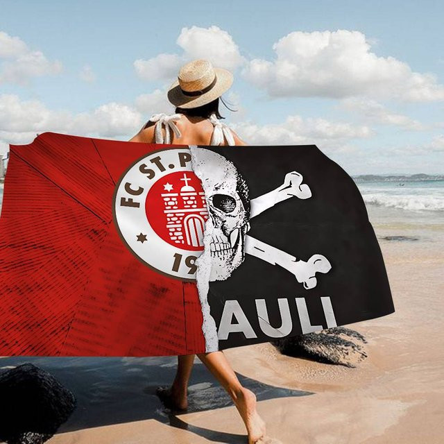 Dalangpa Mikrofaser Strandtuch mit Grafikprint, Saugfähiges Sporthandtuch für Yoga, Schwimmen und Laufen, Weiß-Rot, Breite: 30 cm, Höhe: 60 cm - Bild 1