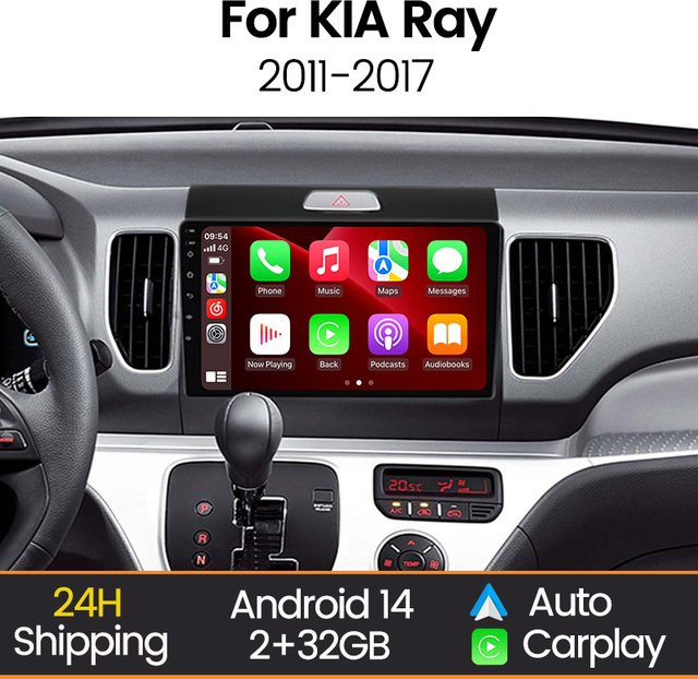 STRONGNAVI Android All-in-One Autoradio für KIA Ray 2011–2017 mit 9 Zoll HD-Bildschirm, GPS-Navigation, WLAN und kabellosem CarPlay in Schwarz - Bild 1