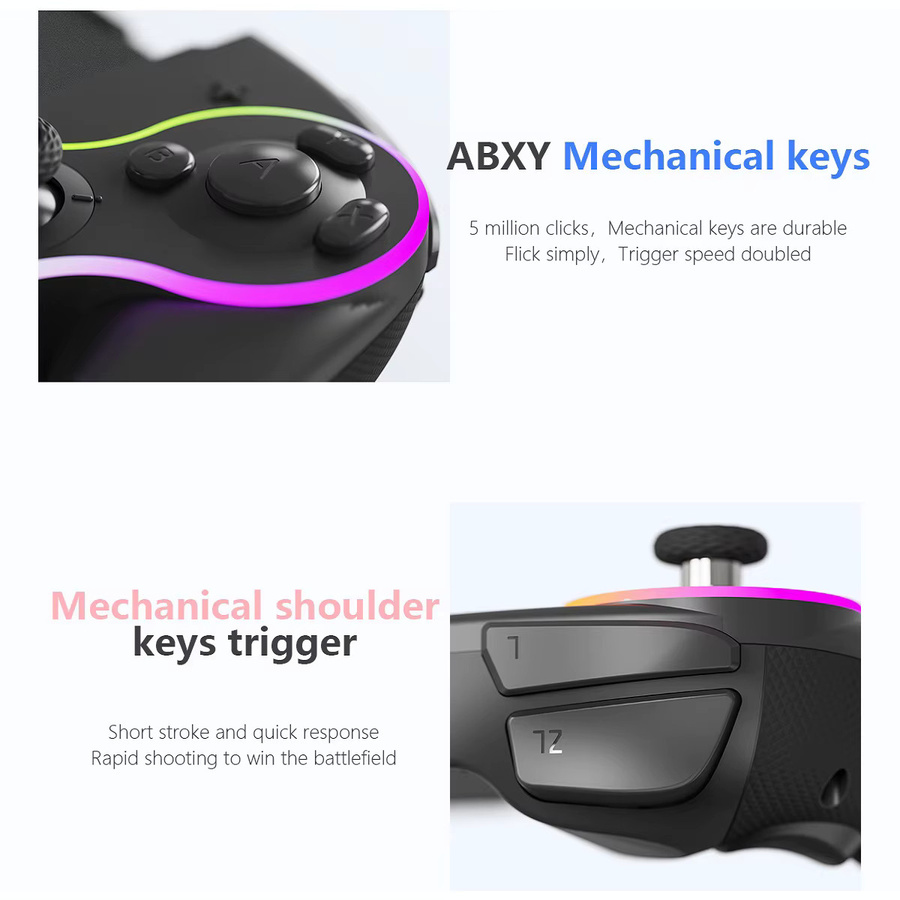 AyeBeau Wired USB Gamepad für Nintendo Switch & OLED, RGB-Beleuchtung, Hall-Effekt Joysticks, Farbe: Weiß - Bild 4