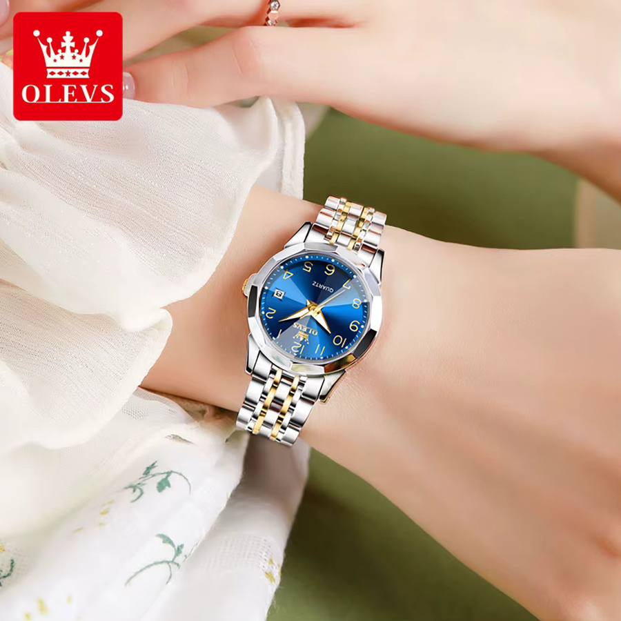 OLEVS Armbanduhr, Quarz, Edelstahl, Blau, Damen - Bild 4