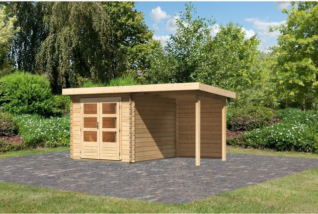 Karibu Holz-Gartenhaus Ängelholm in Natur mit Pultdach und modernem Design, B/T/H: 280 x 220 x 222 cm - Bild 1