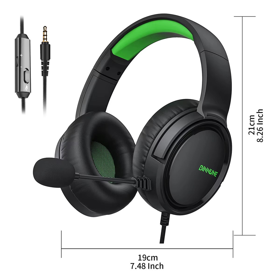 BINNUNE BG02 Gaming-Headset mit Mikrofon für PS5, PS4, Xbox Series, Xbox One, PC und Switch, kabelgebundene Gaming-Kopfhörer in Schwarz oder Weiß - Bild 4