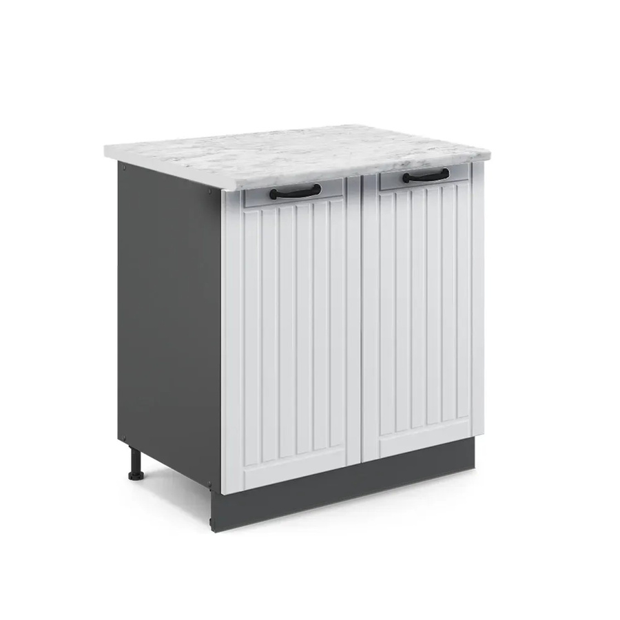 Vicco Spülenunterschrank Fame-Line in Weiß und Anthrazit im Landhausstil mit Regal, B/T/H: 80 x 60 x 82 cm - Bild 2