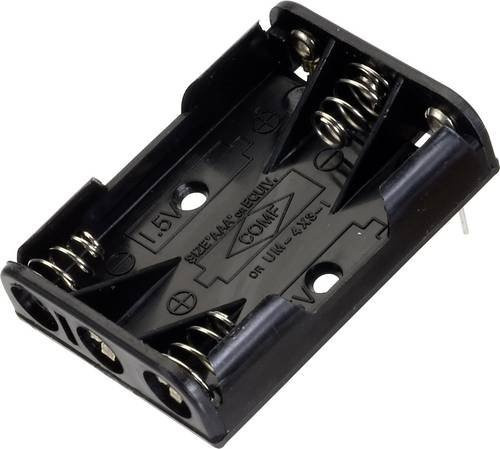 TRU COMPONENTS BH 431-1P Batteriehalter für 3x Micro AAA Batterien in Schwarz mit Kontaktpole - Bild 1