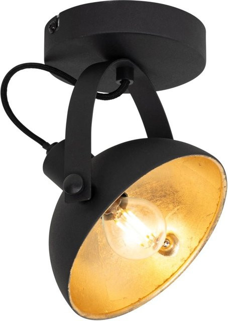 QAZQA Magnax Industrielle Deckenleuchte aus Stahl in Schwarz und Gold, verstellbar und dimmbar, E14 - Bild 1