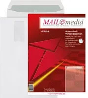 MAILmedia Versandtasche DIN B4 mit Fenster, weiß, selbstklebend, Papier, B/T/H: 35,3 x 25,0 x 10,0 cm - Bild 1