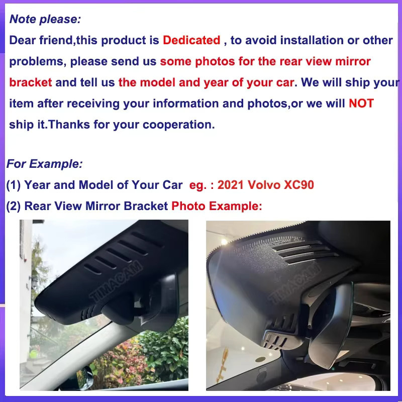 Jabriel Dash Cam Kamera für Volvo XC90 mit 2K 4K Auflösung und Wi-Fi in Schwarz - Bild 4
