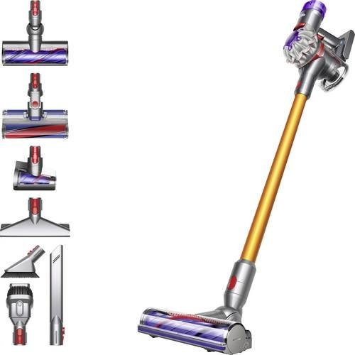 Dyson V8 Absolute Akku-Zyklon-Staubsauger beutellos in Silber-Gelb mit Turbo-Brush und Parkettdüse - Bild 1