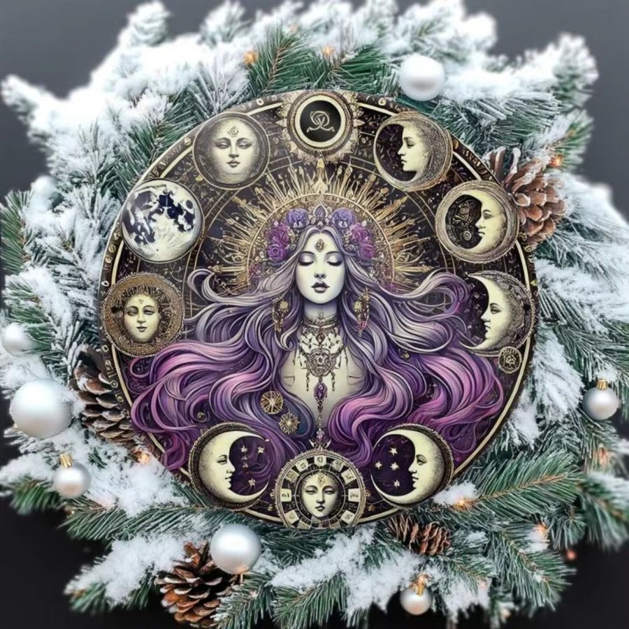 CIFBUY Hecate Gothic Magic Metallschild mit Mondblumenmuster, Multicolor, B/H: 20,32 x 20,32 cm - Bild 4