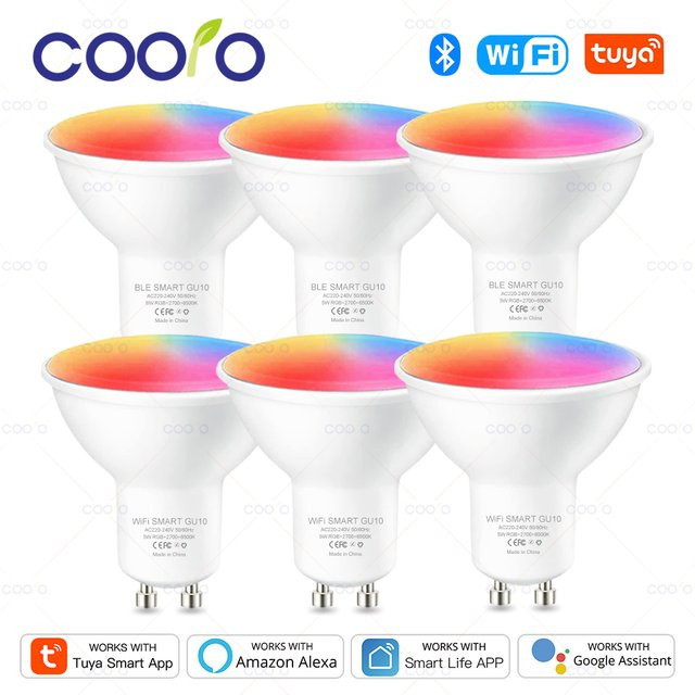 COOLO GU10 Smart LED Glühbirne mit Tuya WiFi und Bluetooth, dimmbar, weiß, kompatibel mit Alexa und Google Assistant - Bild 1