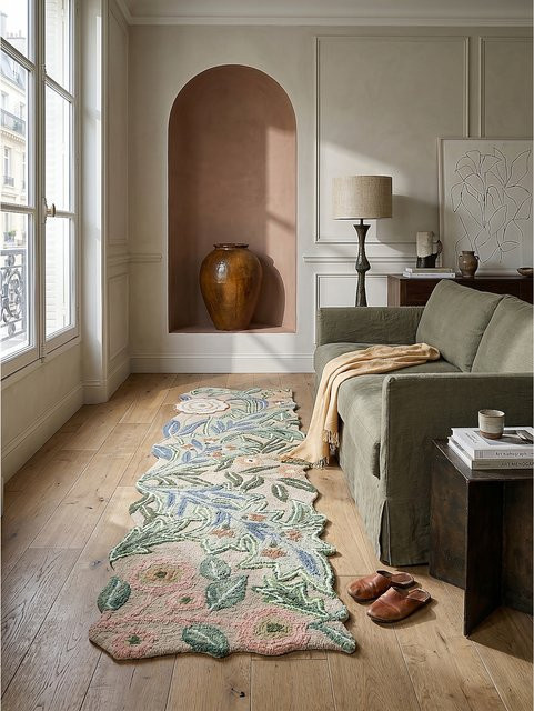 Floraler Wollläufer Kadima Design in Grün B: 60 cm, L: 230 cm - Bild 1