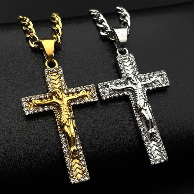 JYTF Anhänger Halskette Edelstahl, Gold, Kristall, Unisex - Bild 1