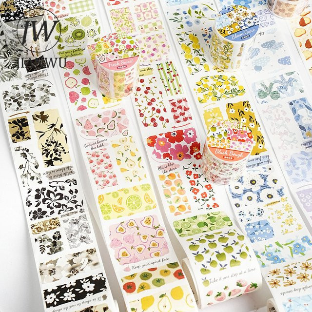 JIANWU Washi-Tape Set mit Vintage Obst Blumen und Landschaft Motiven in Multicolour für kreatives Journaling - Bild 1