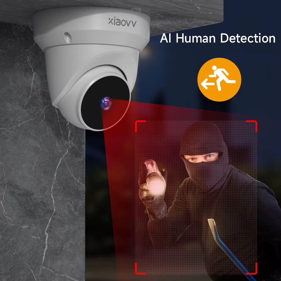 V380 IP Kamera Outdoor mit 2K 3MP Auflösung, PoE, Audio, Weitwinkel 2,8mm und Farb-Nachtsicht in Weiß - Bild 6