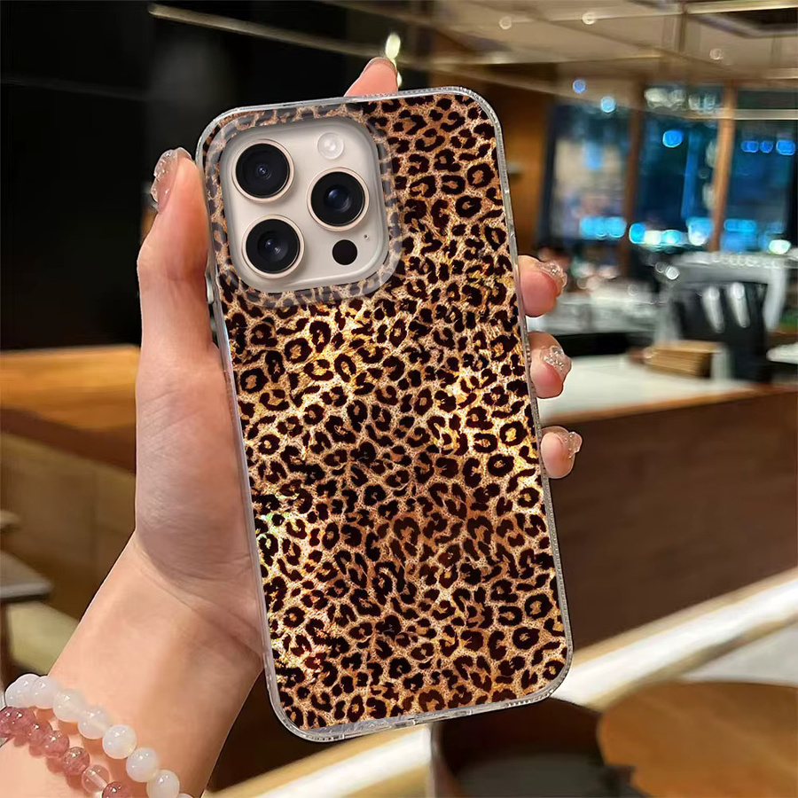 Gold Leopard Handyhülle Tedyhülle für iPhone 16 15 14 13 12 11 Pro Max und weitere Modelle, Farbe: Gold - Bild 4