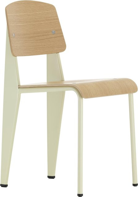 Vitra Standard Stuhl in Beige aus Massivholz und pulverbeschichtetem Metall im modernen Design - Bild 1