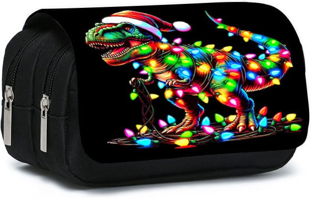 Fancy Style Studio Neon Dinosaurier Doppelklapp-Federmäppchen für Kinder in Multicolour - Bild 1
