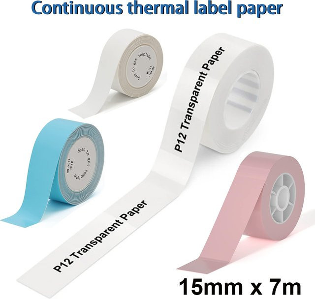 Phomemo D30 Etikettenpapier Weiß, Thermodruck, 15 mm x 7 m, kompatibel mit D30 D35 Q30 Etikettendrucker - Bild 1