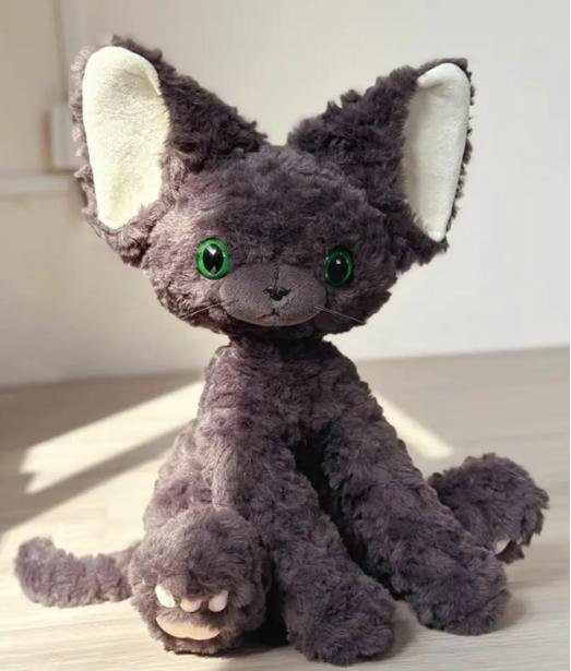Linyi toy Devon Rex Katze Plüschtier, Schwarz-Weiß - Bild 1