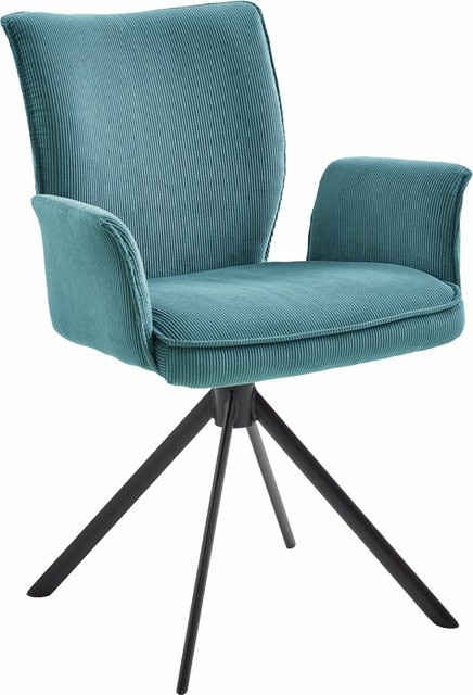 Polsterstuhl BRISTOL von NIEHOFF SITZMÖBEL mit Armlehnen in Blau, Türkis oder Schwarz aus Cord und Polyester, B/T/H: 59,0 x 61,0 x 88,0 cm - Bild 1