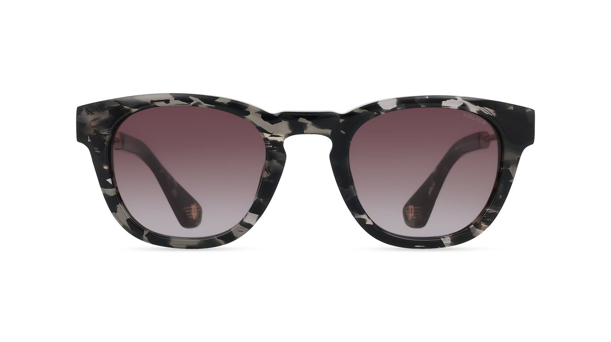 Police POISPLF70 Sonnenbrille Herren, Vollrand, Panto, Kunststoff, grau - Bild 1