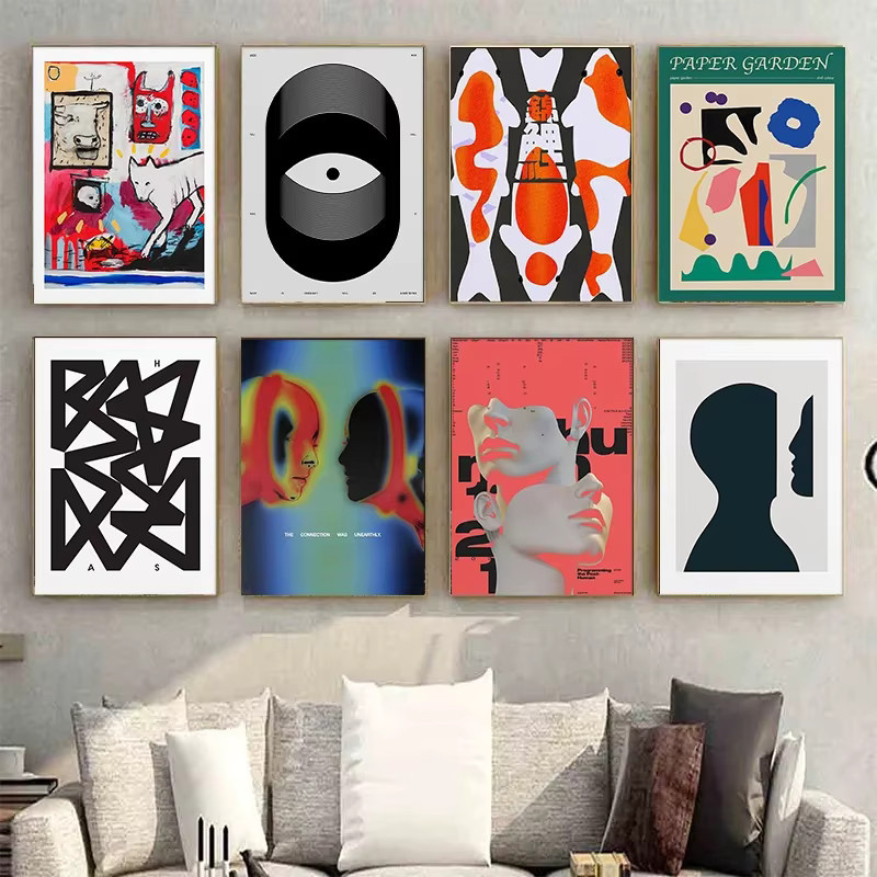 Potdemiel Mid-Century Wandkunst Abstrakte Leinwanddrucke Vintage Poster in Mehrfarbig - Bild 2
