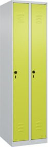 C+P Spind Classic PLUS Garderobenschrank mit 2 Abteilen, Höhe: 185 cm, Breite: 50 cm, Tiefe: 50 cm, Sicherheits-Drehriegel und 3 Garderobenhaken, grau/grün - Bild 1