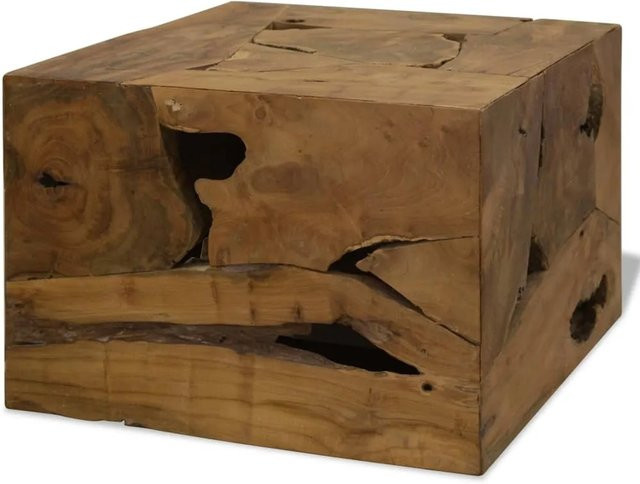 vidaXL Couchtisch aus Teakholz in Braun, rustikaler quadratischer Design-Tisch für dein Wohnzimmer, B/T/H: 50 x 50 x 35 cm - Bild 1